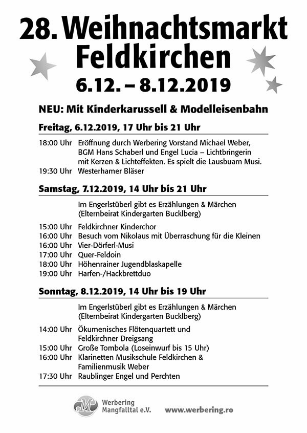 Werbering WeihnachtsmarktFeldkirchen Flyer A6 2019